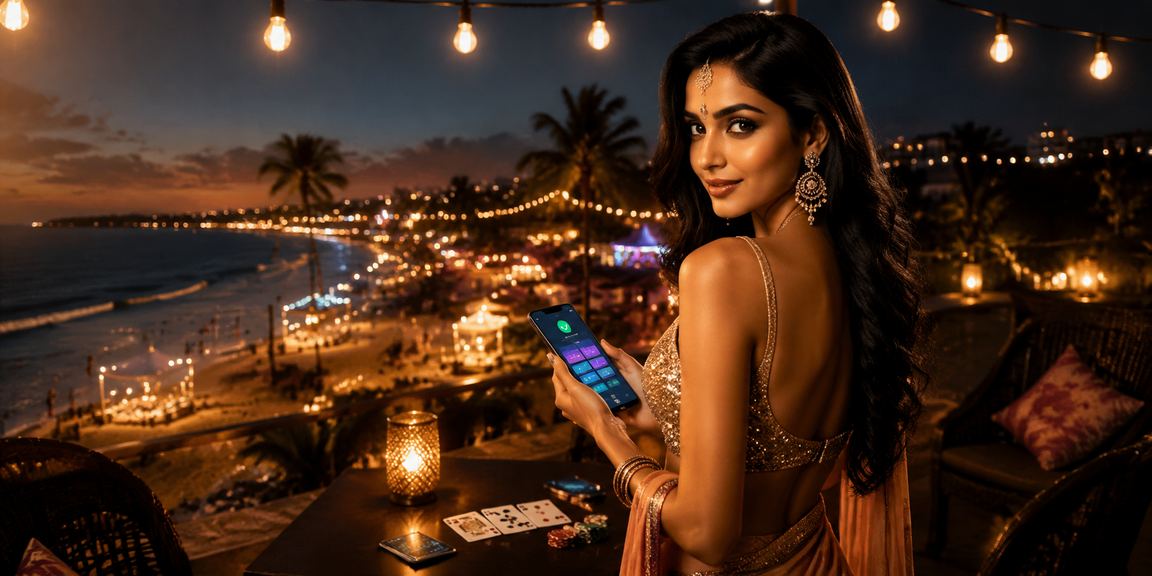 Teen Patti card game players enjoying beach side live casino atmosphere in India